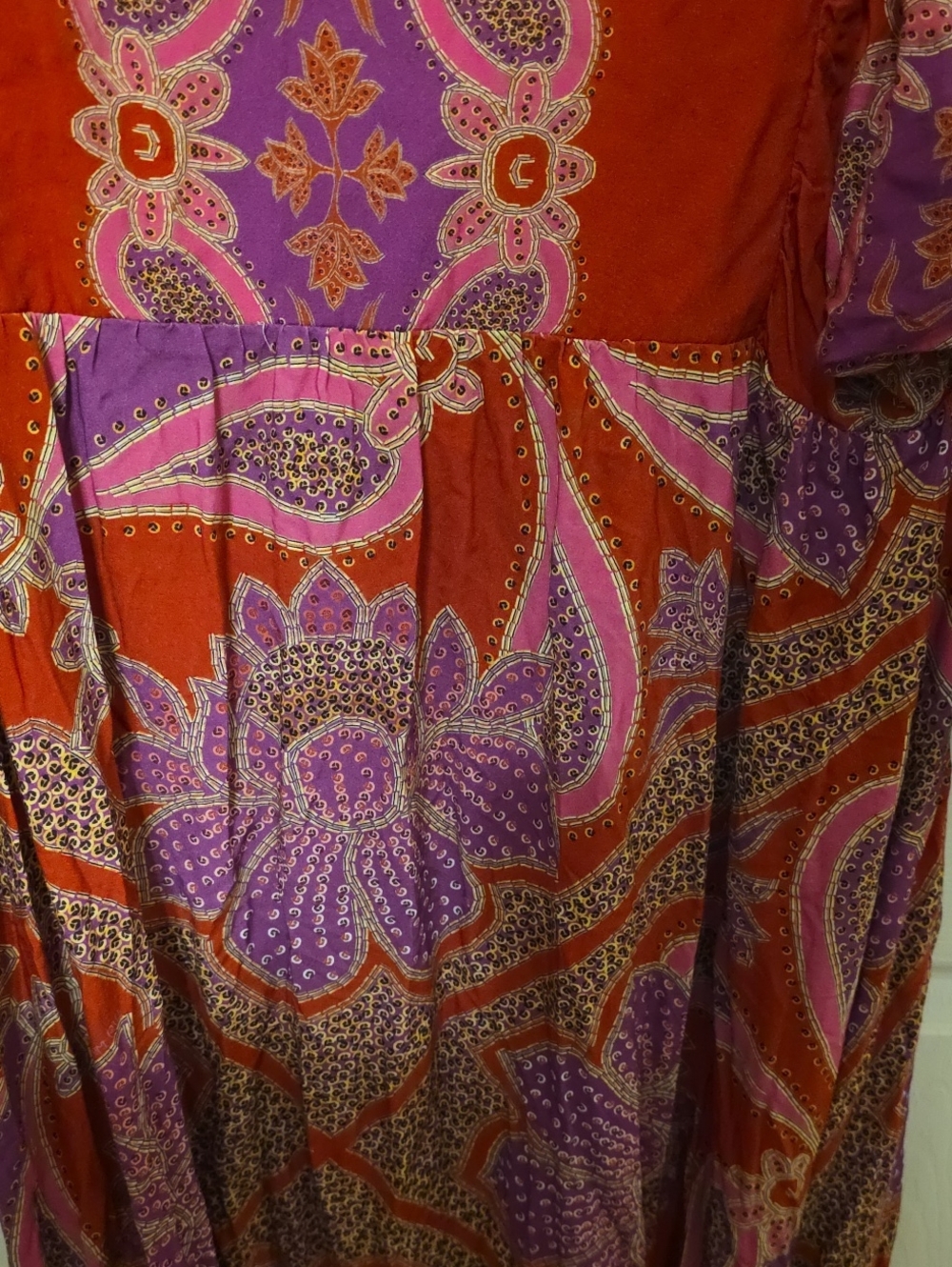 Farm Rio Women's Boho Red & Purple Paisley Maxi Dress Balloon Sleeves Sz L READ - Picture 9 of 13